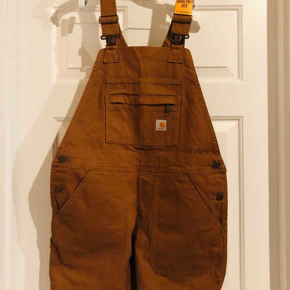 Carhartt Womens Rugged Flex Relaxed Fit Canvas Shortall Small - Picture 3 of 6